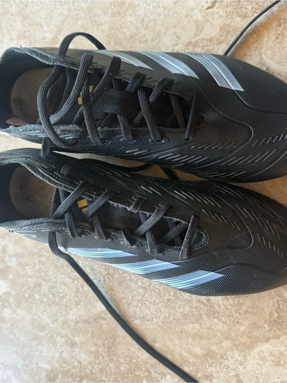 adidas predator Men’s Black Athletic Cleats with Silver Stripes